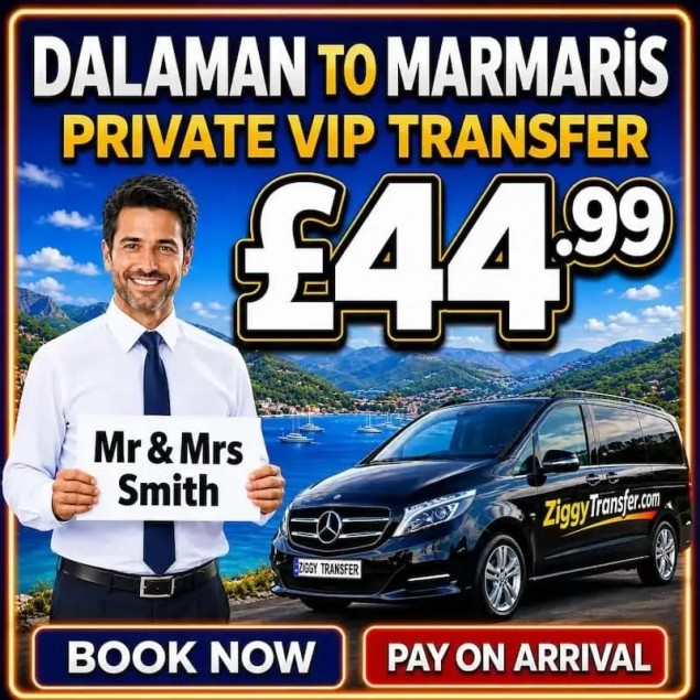 Taxi from Dalaman Airport to Marmaris Blue Bay Platinum Hotel